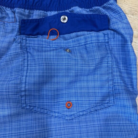 Ted Baker Blue Swim Trunk Shorts Micro Check Men's 5 XL Lined 6.5” Snap Buttons - Picture 8 of 13